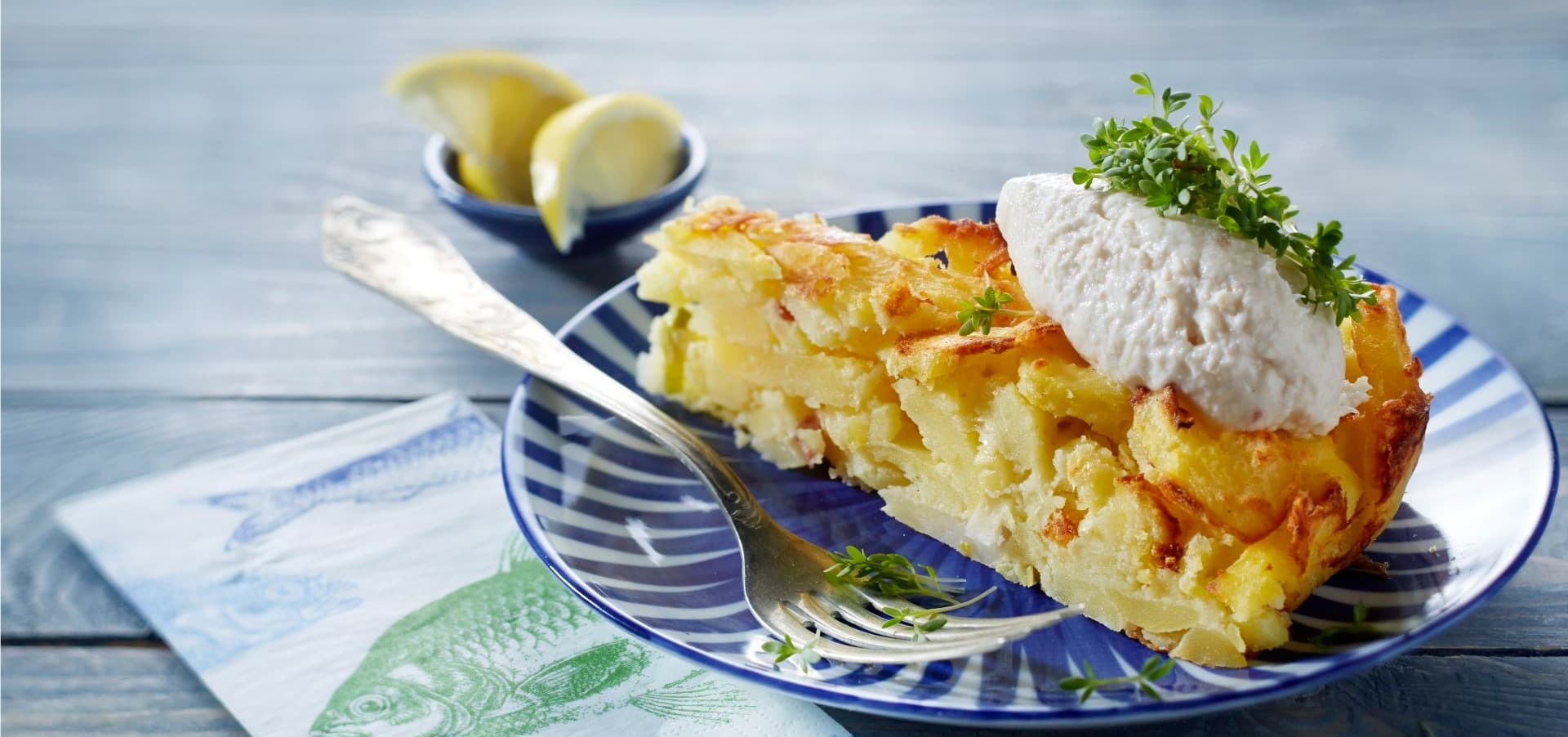 Kartoffelkuchen geräucherter Forellencreme